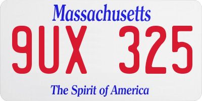 MA license plate 9UX325