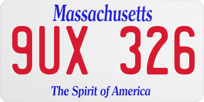 MA license plate 9UX326