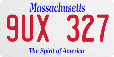 MA license plate 9UX327