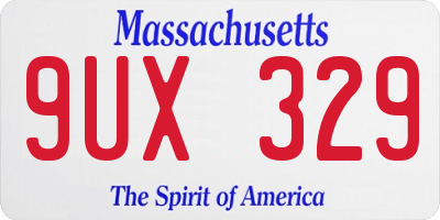 MA license plate 9UX329