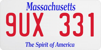 MA license plate 9UX331
