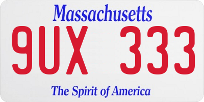 MA license plate 9UX333