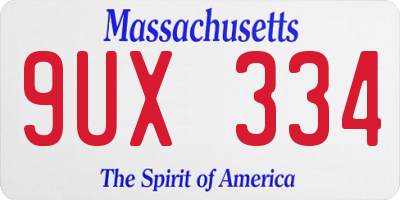MA license plate 9UX334