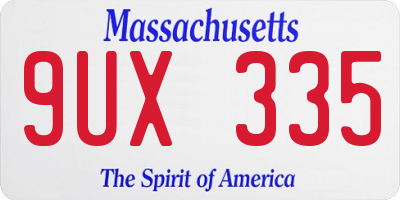 MA license plate 9UX335
