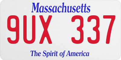 MA license plate 9UX337