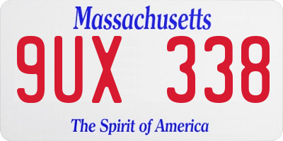 MA license plate 9UX338
