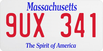 MA license plate 9UX341