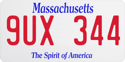 MA license plate 9UX344