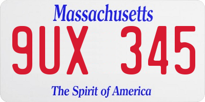 MA license plate 9UX345