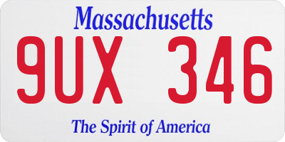MA license plate 9UX346