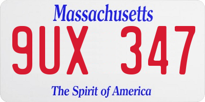 MA license plate 9UX347