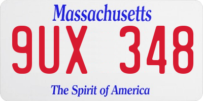 MA license plate 9UX348