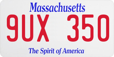 MA license plate 9UX350