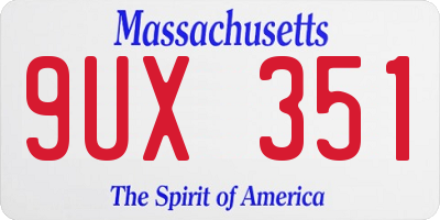 MA license plate 9UX351