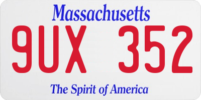 MA license plate 9UX352