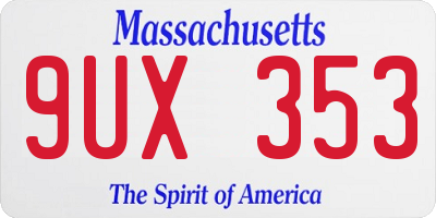 MA license plate 9UX353