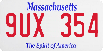 MA license plate 9UX354
