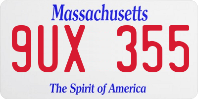 MA license plate 9UX355