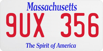MA license plate 9UX356