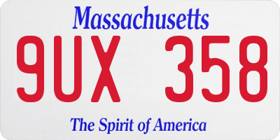 MA license plate 9UX358