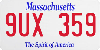 MA license plate 9UX359