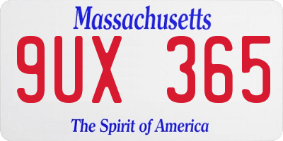 MA license plate 9UX365
