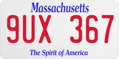 MA license plate 9UX367