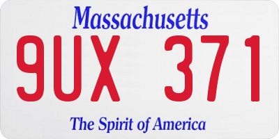 MA license plate 9UX371