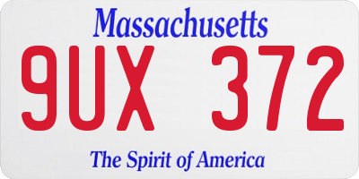 MA license plate 9UX372