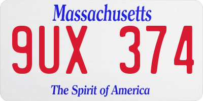MA license plate 9UX374