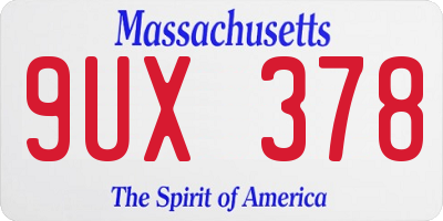 MA license plate 9UX378