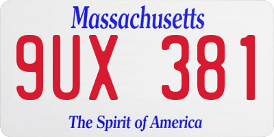 MA license plate 9UX381