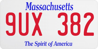 MA license plate 9UX382