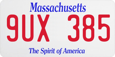 MA license plate 9UX385