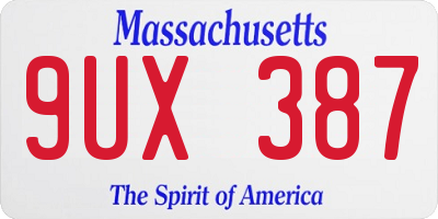 MA license plate 9UX387