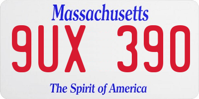 MA license plate 9UX390
