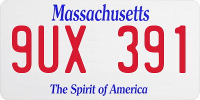 MA license plate 9UX391