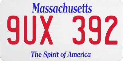 MA license plate 9UX392