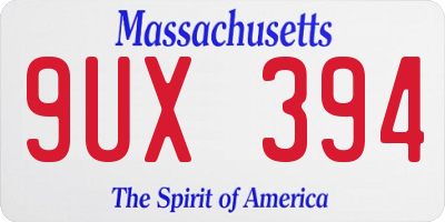 MA license plate 9UX394