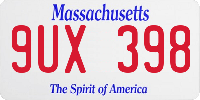 MA license plate 9UX398