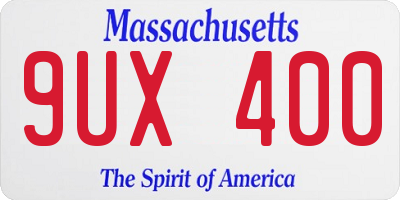 MA license plate 9UX400