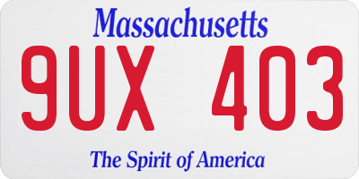 MA license plate 9UX403