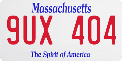 MA license plate 9UX404