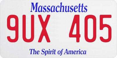 MA license plate 9UX405