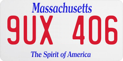 MA license plate 9UX406