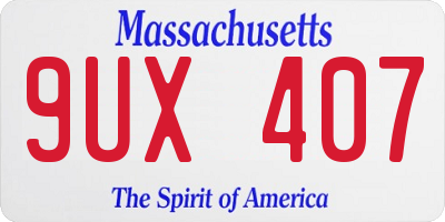 MA license plate 9UX407