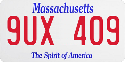 MA license plate 9UX409