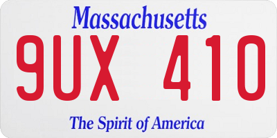 MA license plate 9UX410