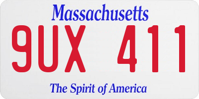 MA license plate 9UX411
