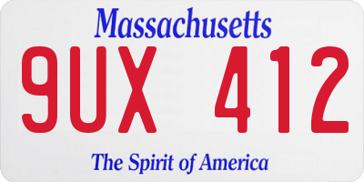 MA license plate 9UX412